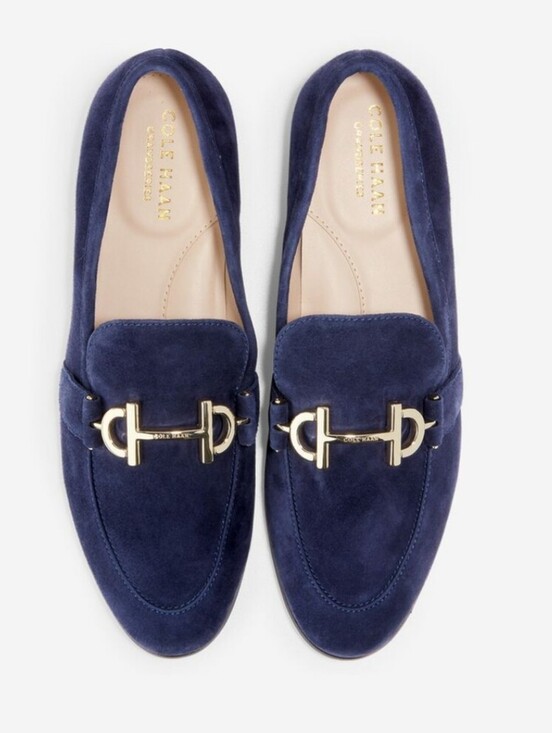 Cole Haan Shoes - Cole Haan Navy Blue Suede Leather Horse Bit Loafers Size 7.5